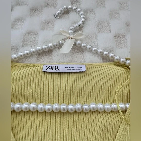 ZARA Lime cardigan knit tie up chest - Picture 3 of 4